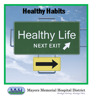 Healthy Habits, Healthy Life, next exit signs with arrows 